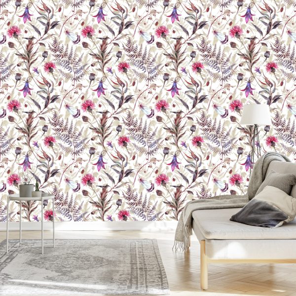 Behang Aquarel Wilde Bloemen - Afbeelding 3