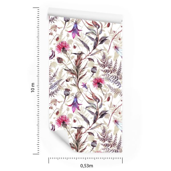 Behang Aquarel Wilde Bloemen - Afbeelding 8