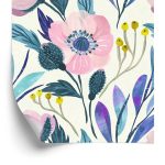 Behang Pastelkleurige Retro Bloemen