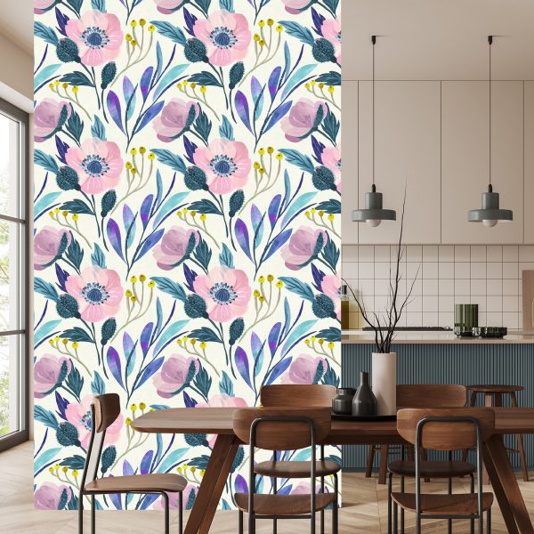 Behang Pastelkleurige Retro Bloemen - Afbeelding 4