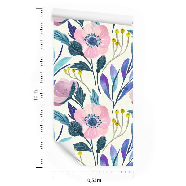 Behang Pastelkleurige Retro Bloemen - Afbeelding 8