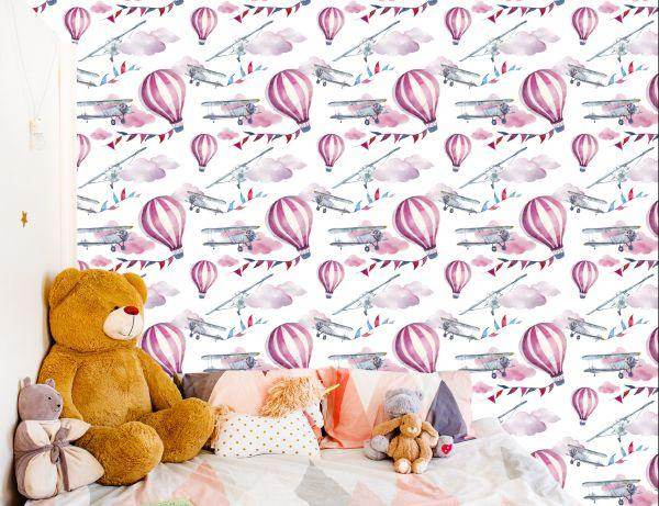 Behang Vliegtuigen Kleurrijke Ballonnen Voor De Kinderkamer - Afbeelding 6