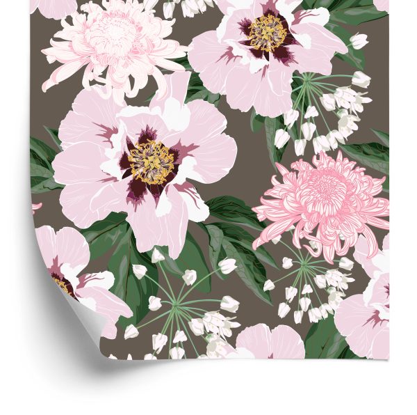 Behang Prachtige Chrysanten En Pioenrozen