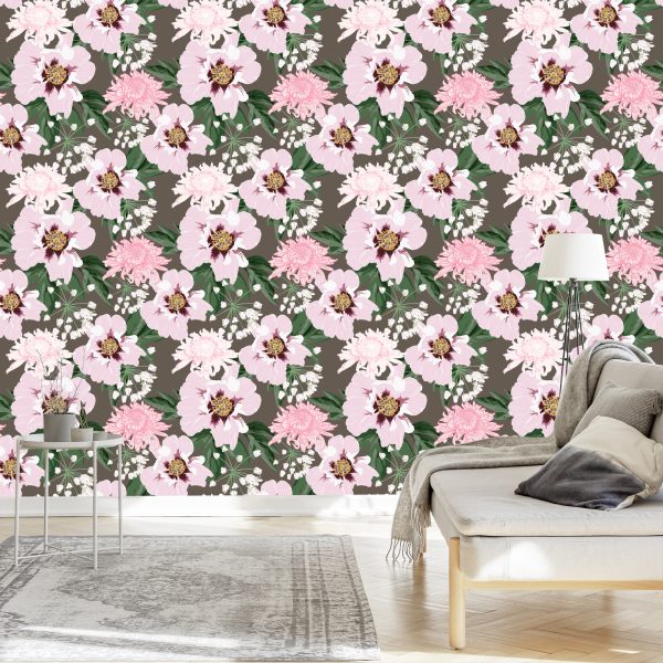 Behang Prachtige Chrysanten En Pioenrozen - Afbeelding 3