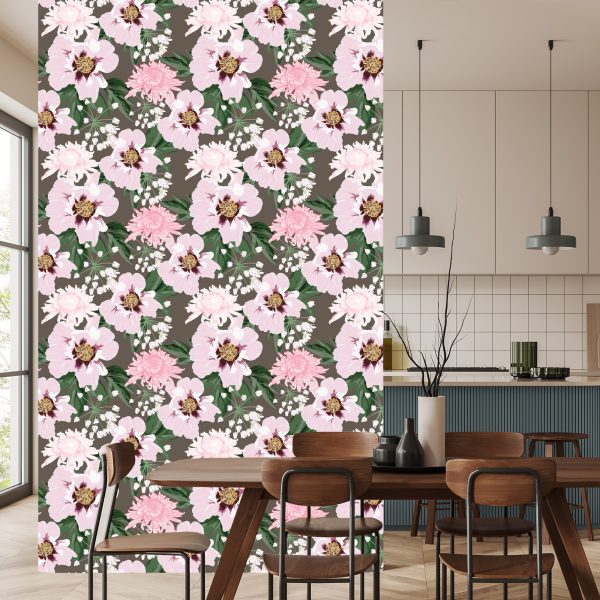 Behang Prachtige Chrysanten En Pioenrozen - Afbeelding 4