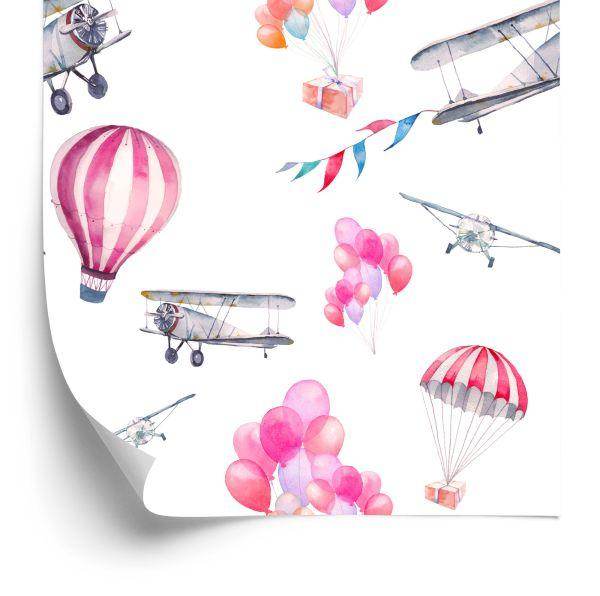 Behang Ballonnen En Vliegtuigen In De Lucht