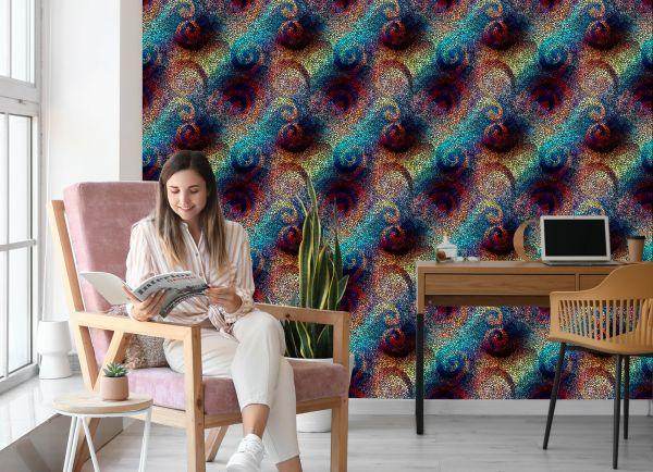 Behang Muur Kleurrijke Mozaïekpatronen Eetkamer - Afbeelding 7