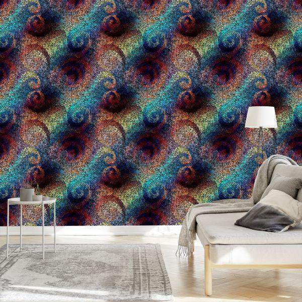Behang Muur Kleurrijke Mozaïekpatronen Eetkamer - Afbeelding 3