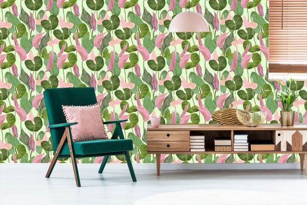Behang Kleurrijke Bladeren En Bloemen - Afbeelding 6