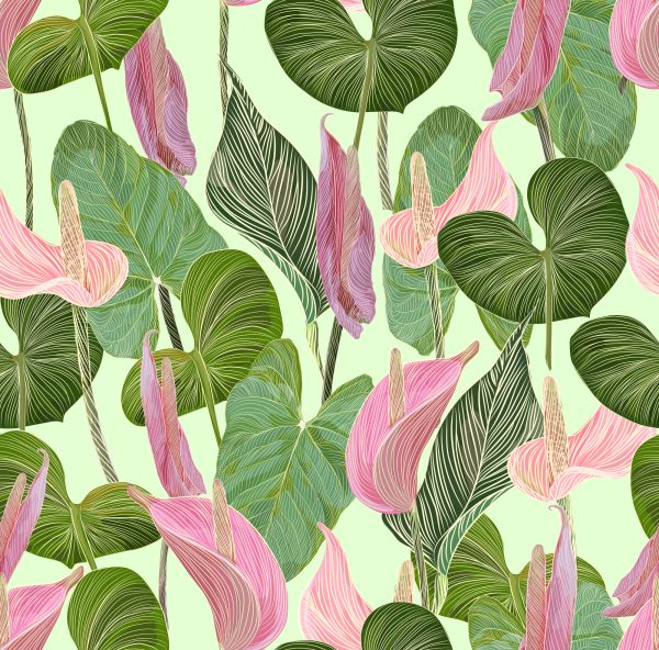 Behang Kleurrijke Bladeren En Bloemen - Afbeelding 2
