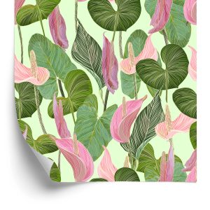 Behang Kleurrijke Bladeren En Bloemen