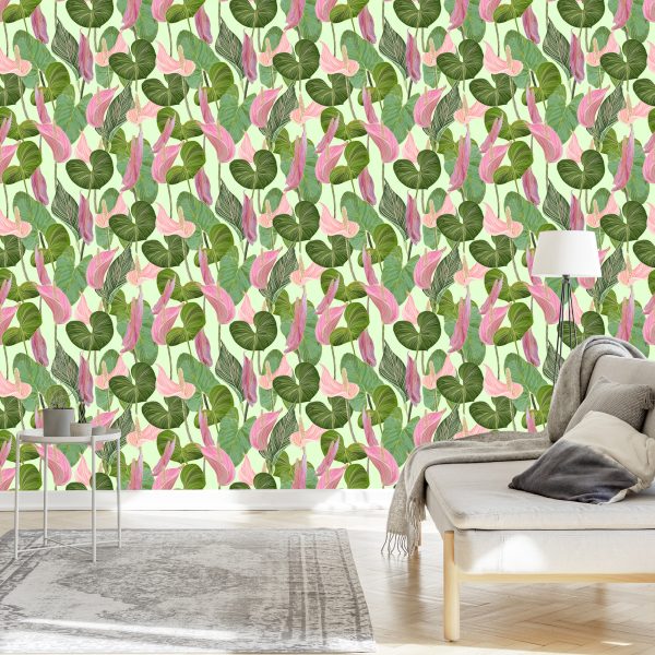Behang Kleurrijke Bladeren En Bloemen - Afbeelding 3