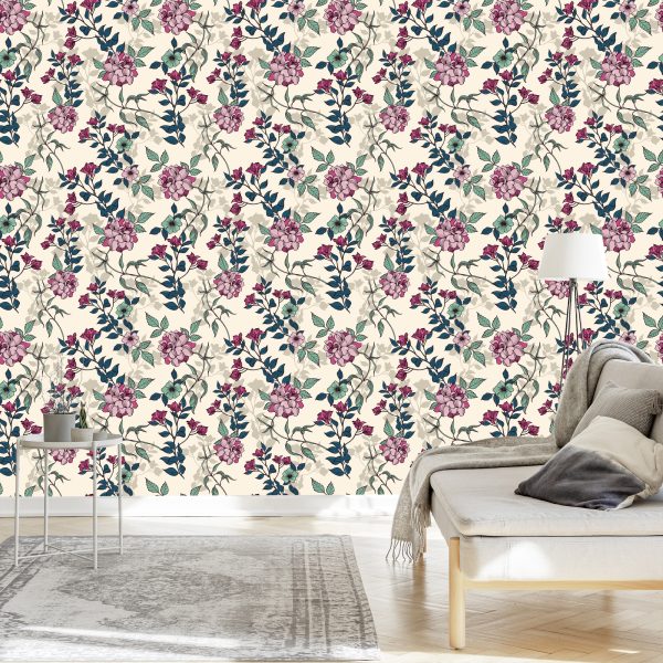 Behang Romantische Bloemen - Afbeelding 3