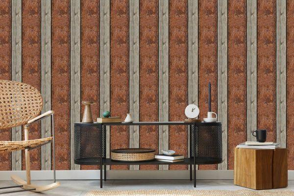 Behang Patroon Van Houten Planken - Afbeelding 5