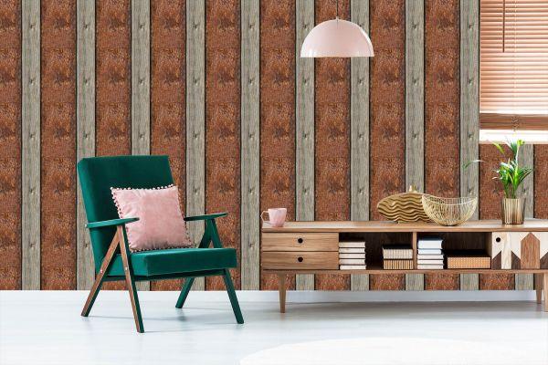 Behang Patroon Van Houten Planken - Afbeelding 6