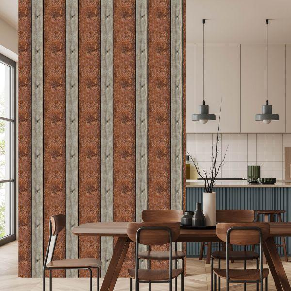 Behang Patroon Van Houten Planken - Afbeelding 4