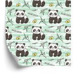 Behang Panda's Op Een Groene Achtergrond