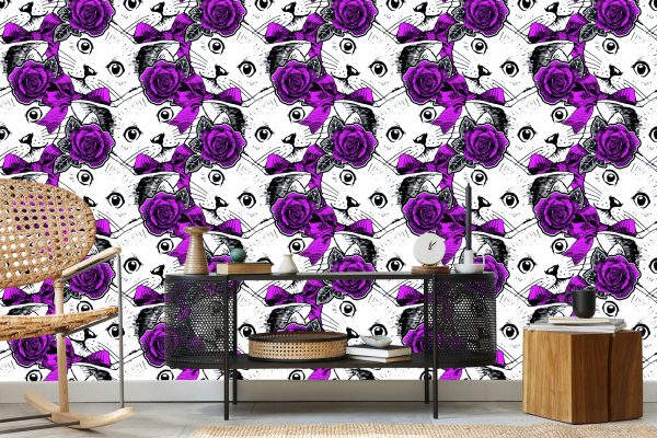 Behang Katten En Rozen - Afbeelding 5
