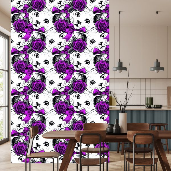 Behang Katten En Rozen - Afbeelding 4