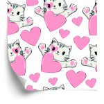 Behang Voor Kinderen - Kleine Kittens En Hartjes