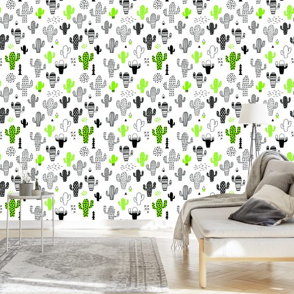 Behang Cactussen In Scandinavische Stijl Voor De Woonkamer - Afbeelding 3