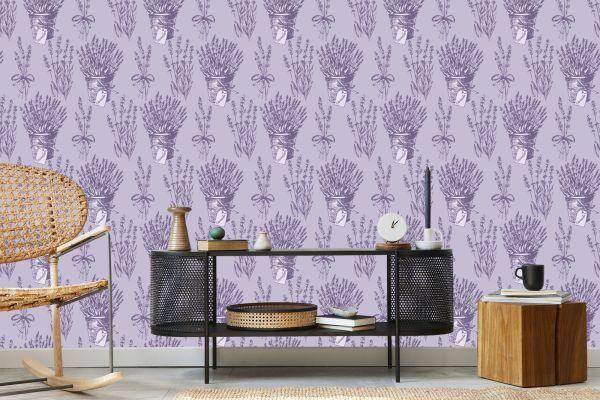 Behang Lavendel In Retrostijl - Afbeelding 5