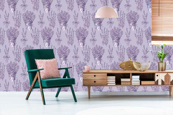 Behang Lavendel In Retrostijl - Afbeelding 6