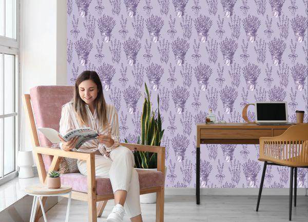 Behang Lavendel In Retrostijl - Afbeelding 7