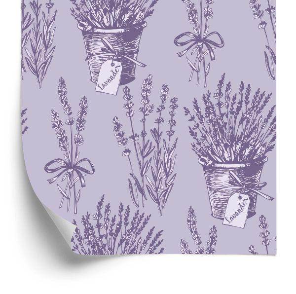 Behang Lavendel In Retrostijl