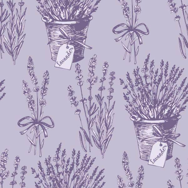 Behang Lavendel In Retrostijl - Afbeelding 2