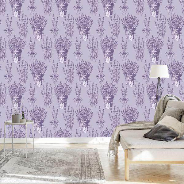 Behang Lavendel In Retrostijl - Afbeelding 3