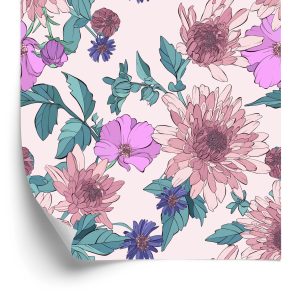 Behang Asters Rozen En Dahlia's