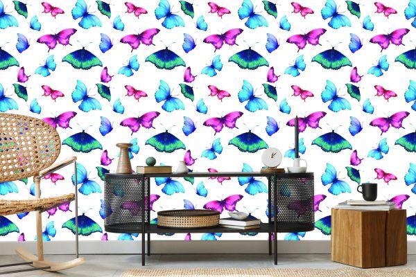 Behang Fotobehang Kleurrijke Vlinders Voor De Babykamer - Afbeelding 5