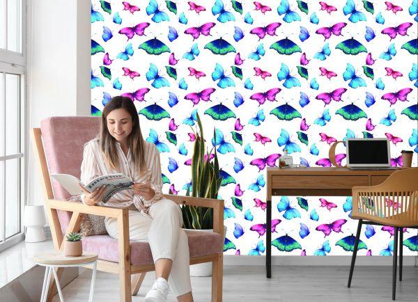 Behang Fotobehang Kleurrijke Vlinders Voor De Babykamer - Afbeelding 7