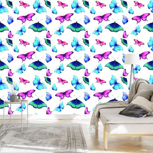 Behang Fotobehang Kleurrijke Vlinders Voor De Babykamer - Afbeelding 3