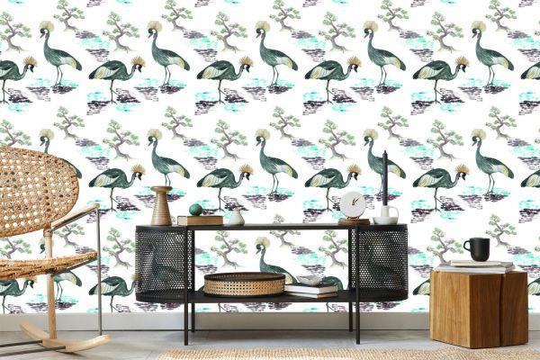 Behang Prachtige Vogels En Bloemen - Afbeelding 5
