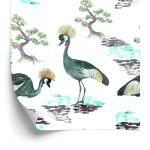 Behang Prachtige Vogels En Bloemen