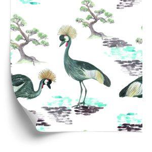 Behang Prachtige Vogels En Bloemen