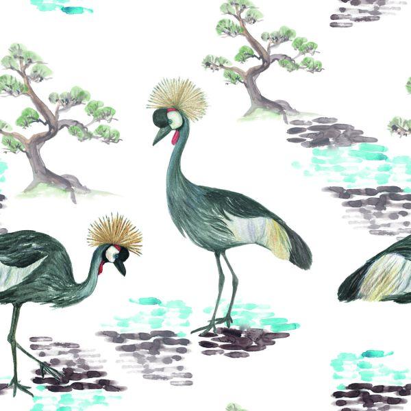 Behang Prachtige Vogels En Bloemen - Afbeelding 2