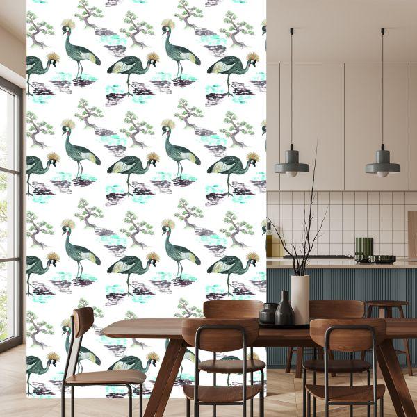 Behang Prachtige Vogels En Bloemen - Afbeelding 4