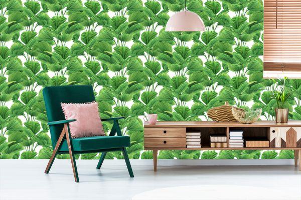 Behang Aquarel Kokosnoot En Palmbladeren - Afbeelding 6