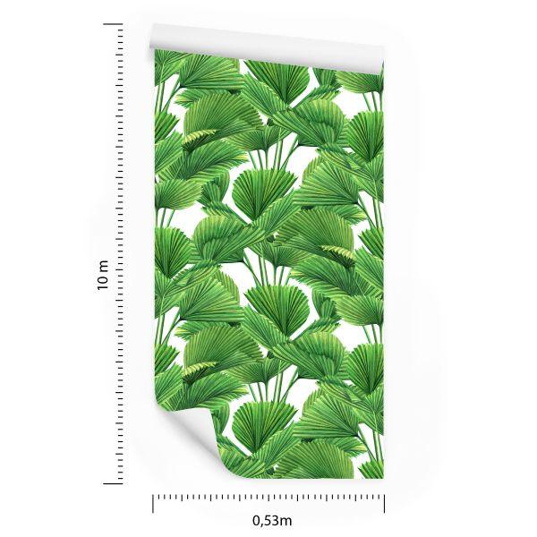 Behang Aquarel Kokosnoot En Palmbladeren - Afbeelding 8