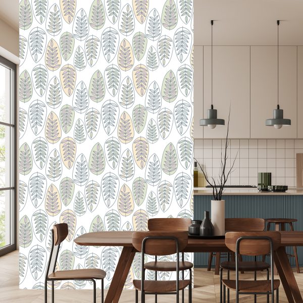 Behang Bladeren In Scandinavische Stijl Voor De Slaapkamer - Afbeelding 4