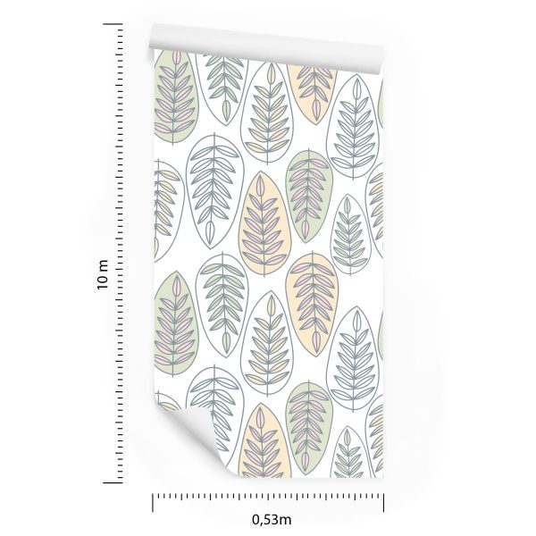 Behang Bladeren In Scandinavische Stijl Voor De Slaapkamer - Afbeelding 8