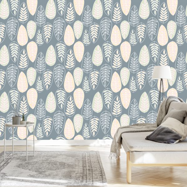 Behang Bladeren In Scandinavische Stijl Voor Slaapkamer - Afbeelding 3