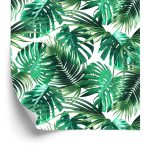 Behang Bladeren Van De Palm En Monstera