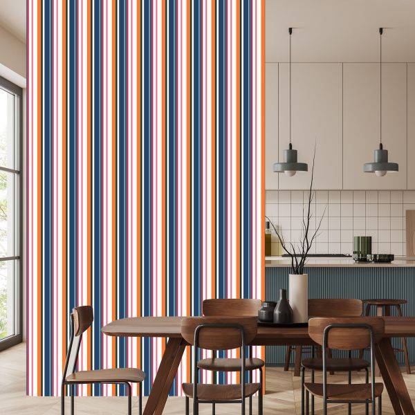 Behang In Kleurrijke Verticale Bars Eetkamer Woonkamer - Afbeelding 4
