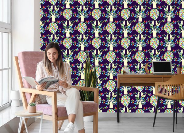 Behang Boom Met Kleurrijke Bladeren Kinderkamer - Afbeelding 7