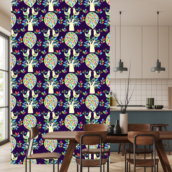 Behang Boom Met Kleurrijke Bladeren Kinderkamer - Afbeelding 4