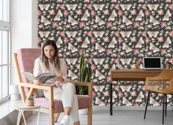 Behang In De Hal, Vlinders, Rozen, Bloemen, Bladeren - Afbeelding 7